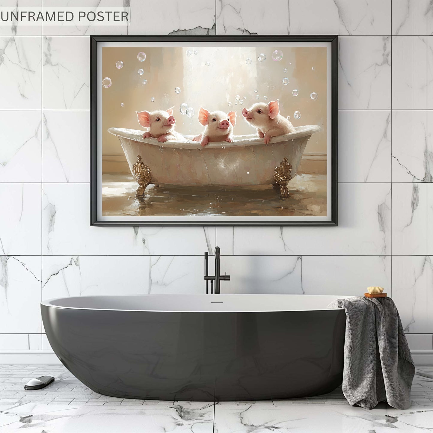 Piglets In A Tub - Canvas Wall Art
