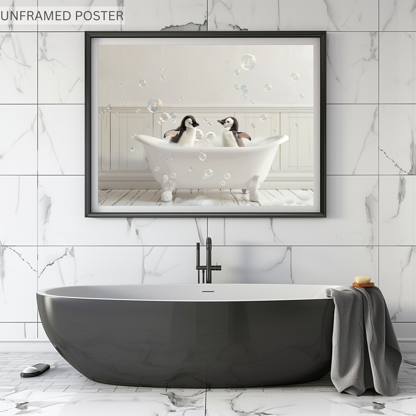 Penguins In A Tub - Canvas Wall Art