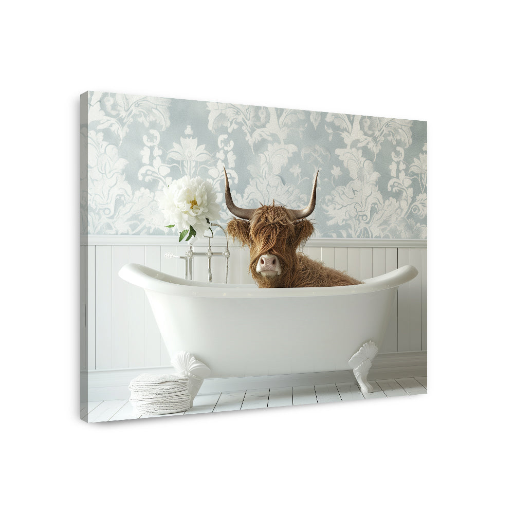Cow in a Bathtub - Canvas Wall Art
