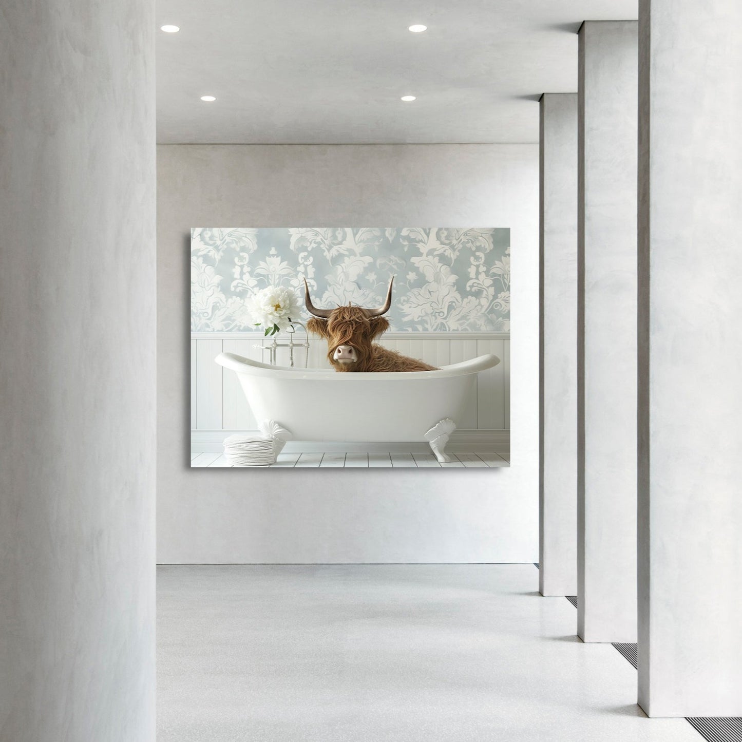 Cow in a Bathtub - Canvas Wall Art