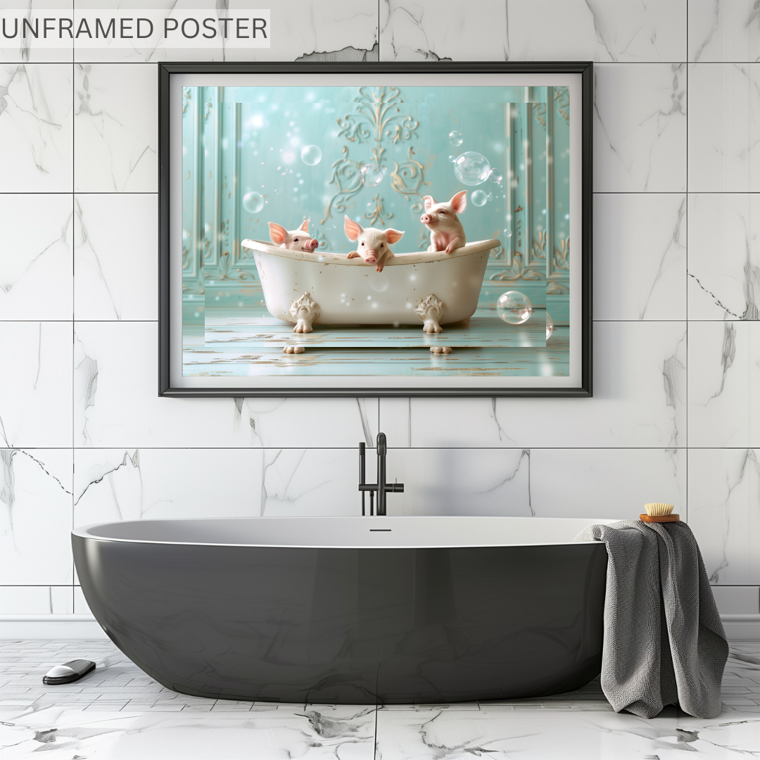 Piglets In A Tub - Canvas Wall Art