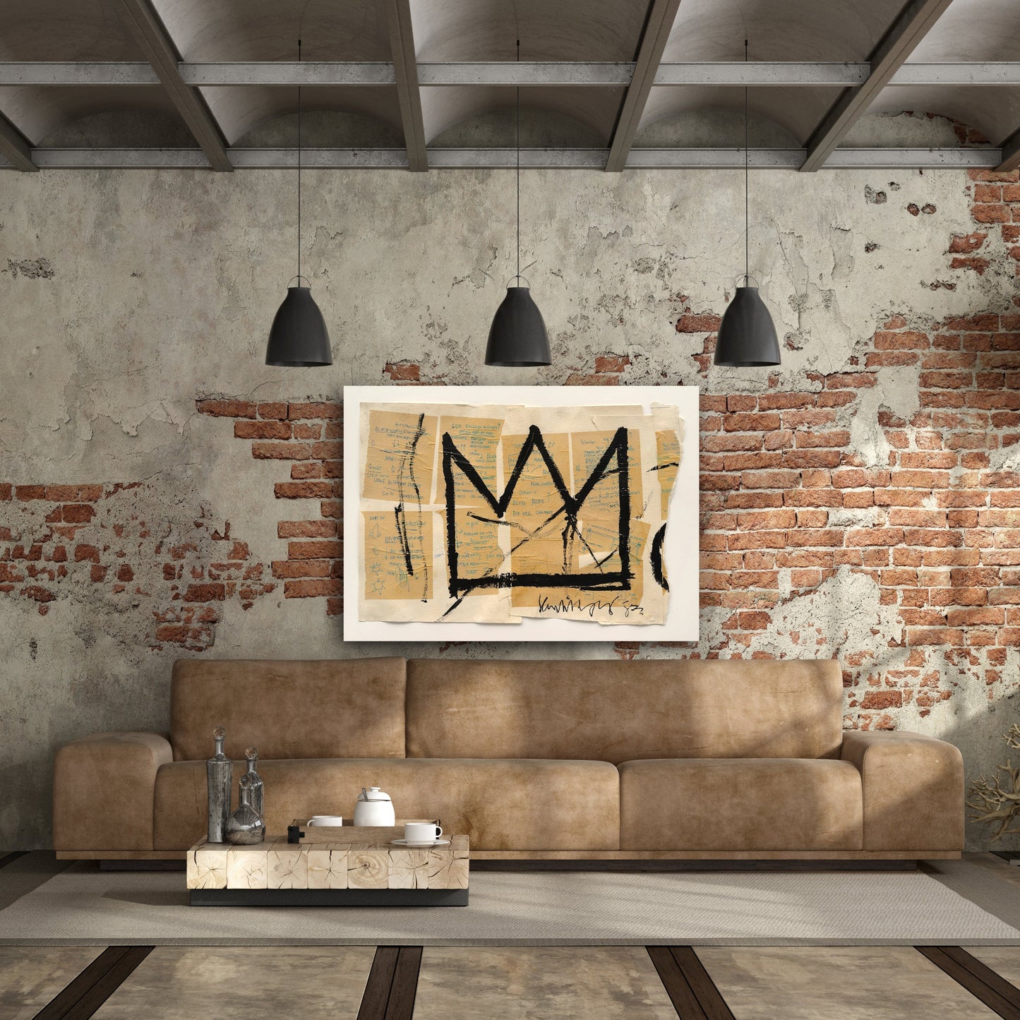 Basquiat Crown - Canvas Wall Art