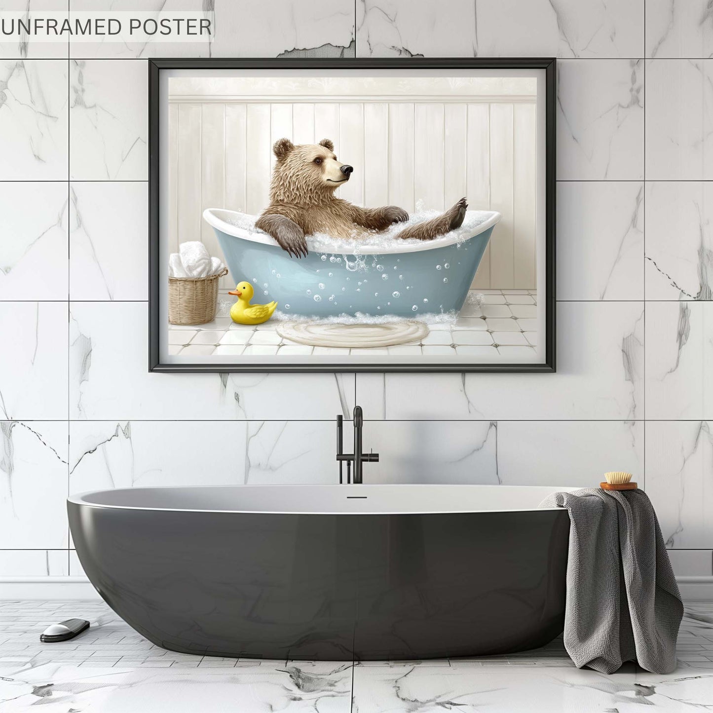 Bear In A Tub - Canvas Wall Art