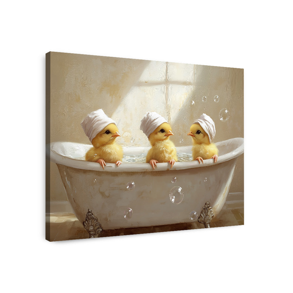 Chicks In A Tub - Canvas Wall Art