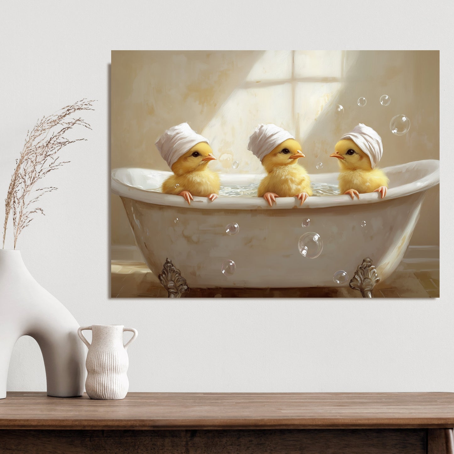 Chicks In A Tub - Canvas Wall Art