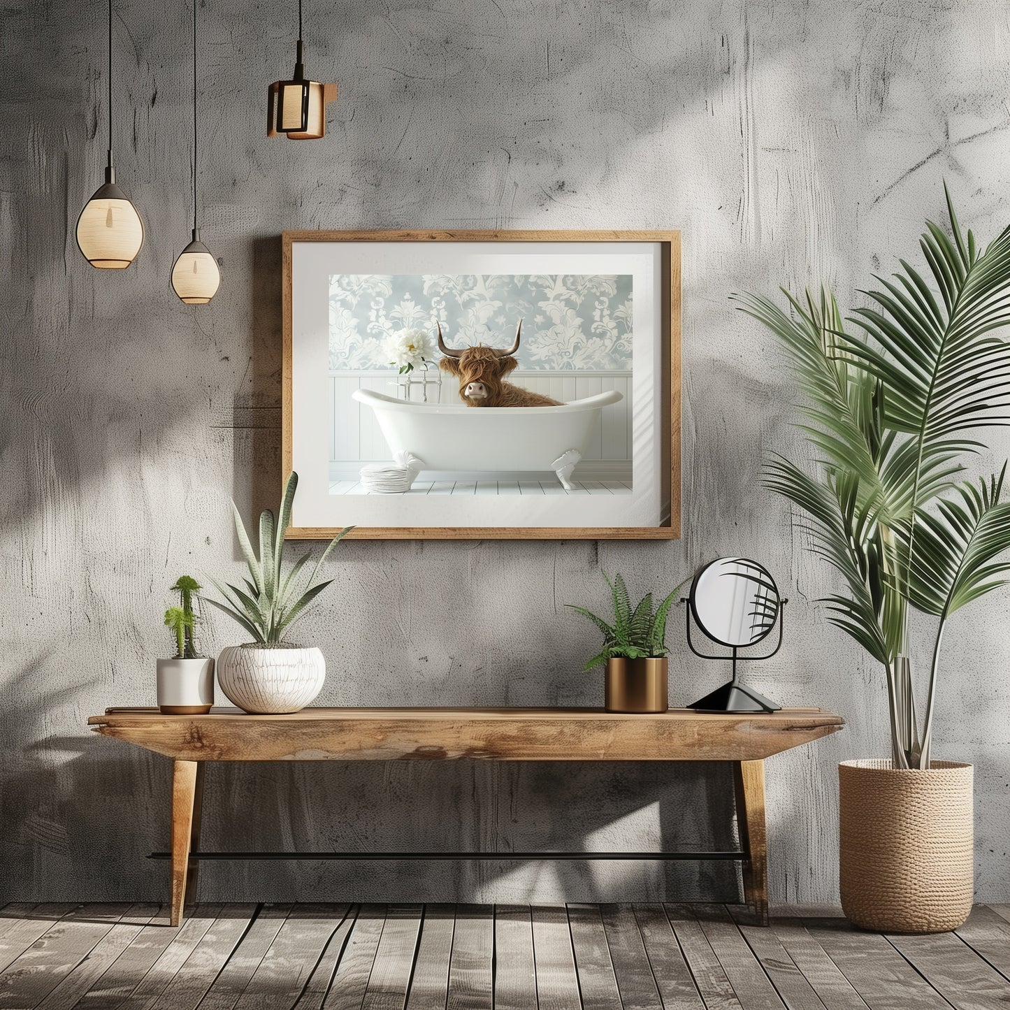 Cow in a Bathtub - Canvas Wall Art