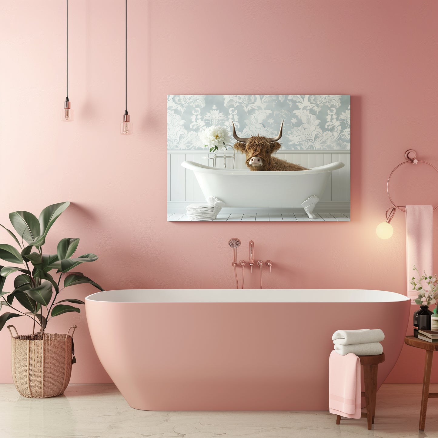 Cow in a Bathtub - Canvas Wall Art