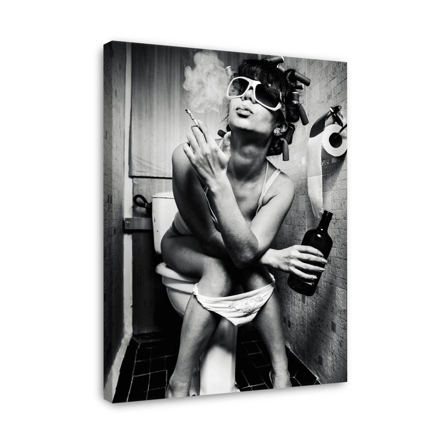 Girl on a Toilet - Canvas Wall Art