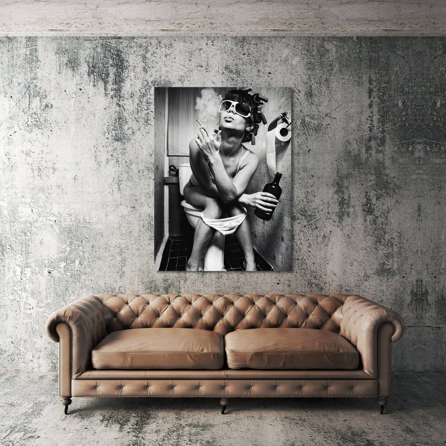 Girl on a Toilet - Canvas Wall Art