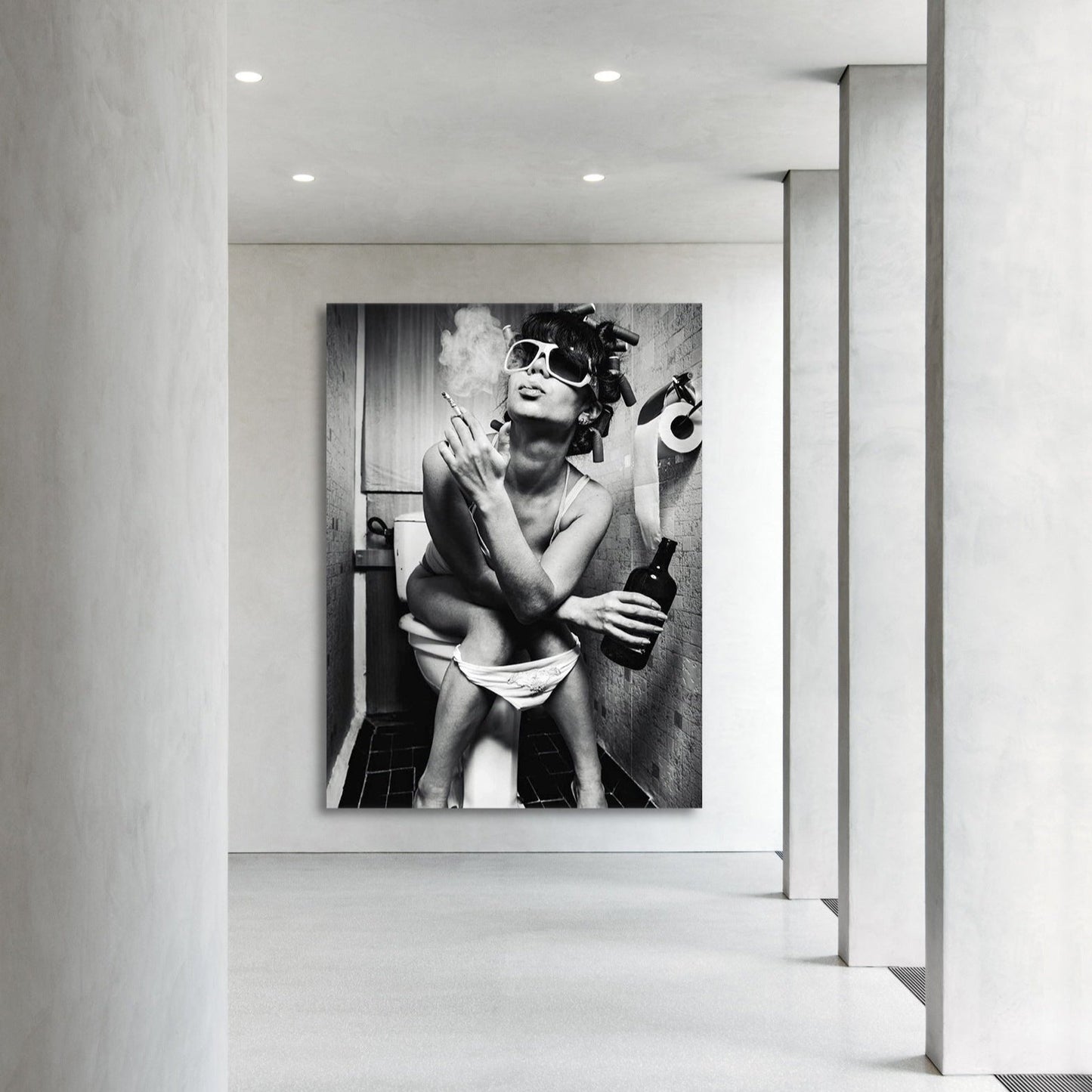 Girl on a Toilet - Canvas Wall Art