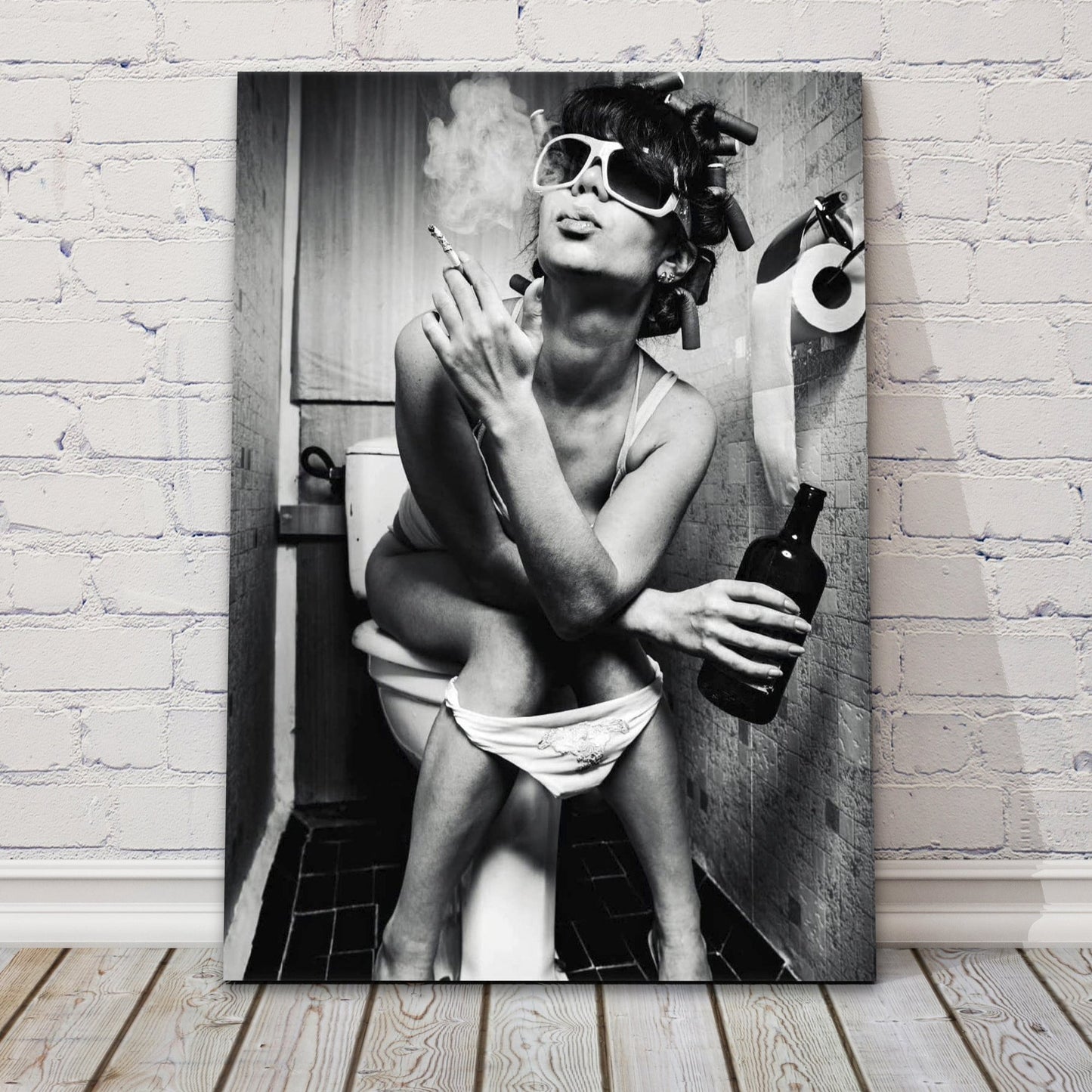 Girl on a Toilet - Canvas Wall Art