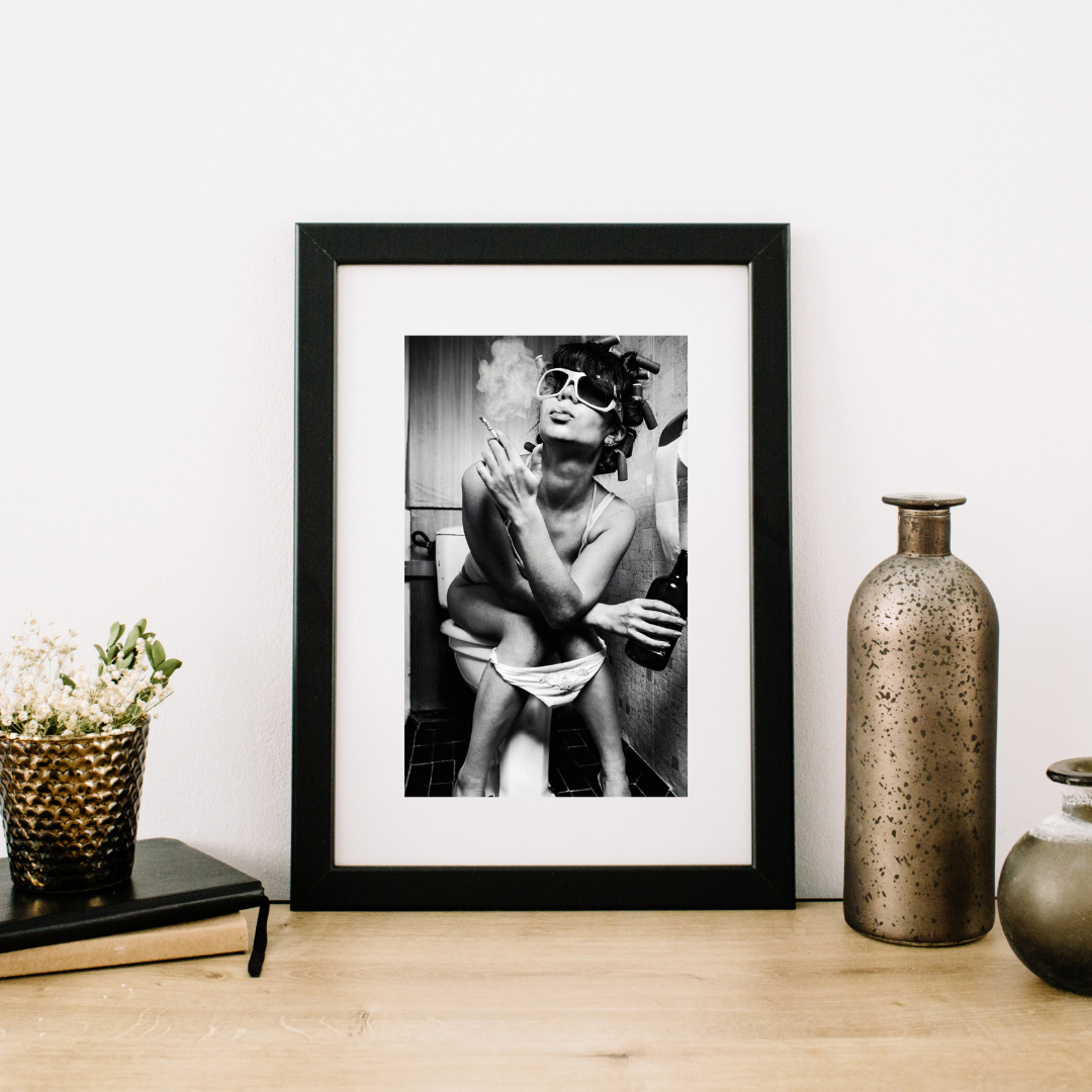 Girl on a Toilet - Canvas Wall Art