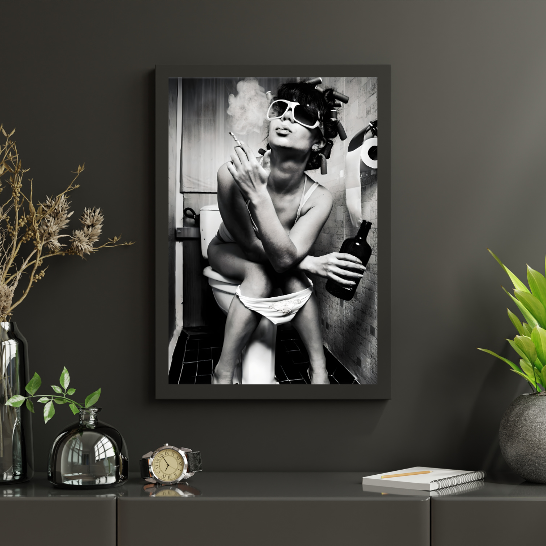 Girl on a Toilet - Canvas Wall Art