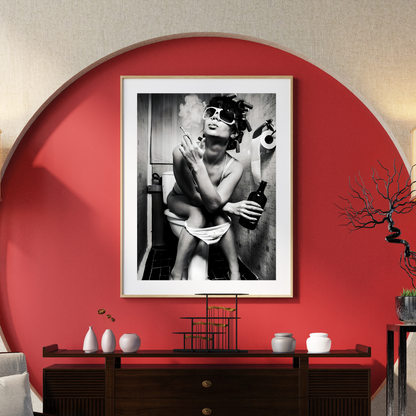 Girl on a Toilet - Canvas Wall Art